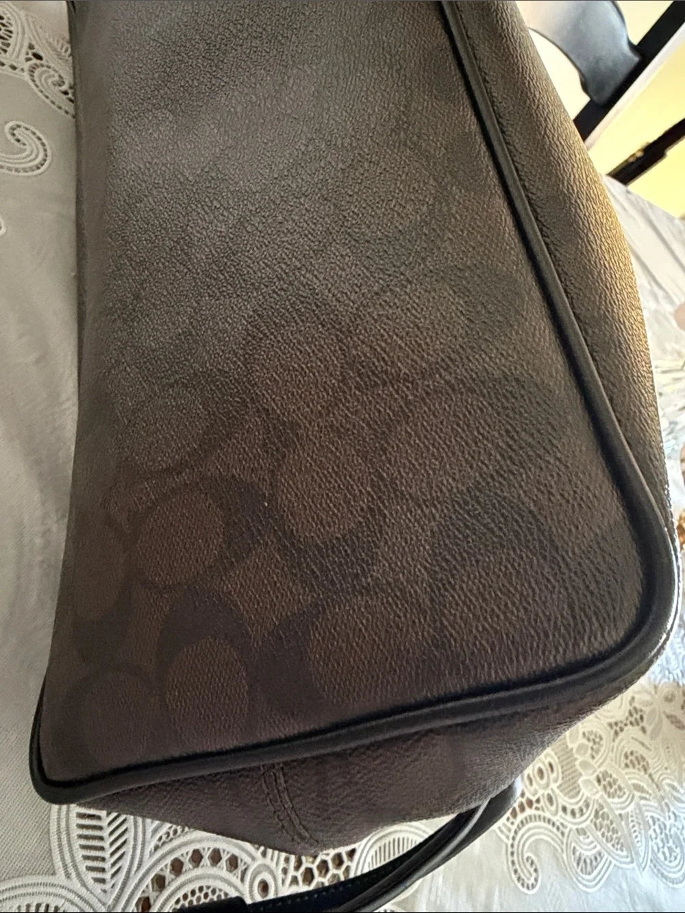 Coach Brown and Black Signature Canvas Tote Pristine Condition Like New - Picture 7 of 13